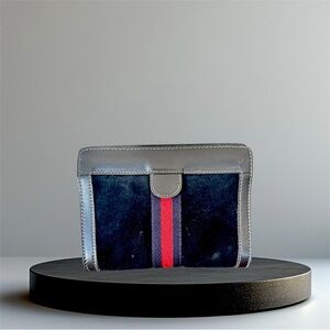 Vintage Gucci Mini Pouch Toiletry Bag Sherry Line Suede Black Authentic 5x7 EUC